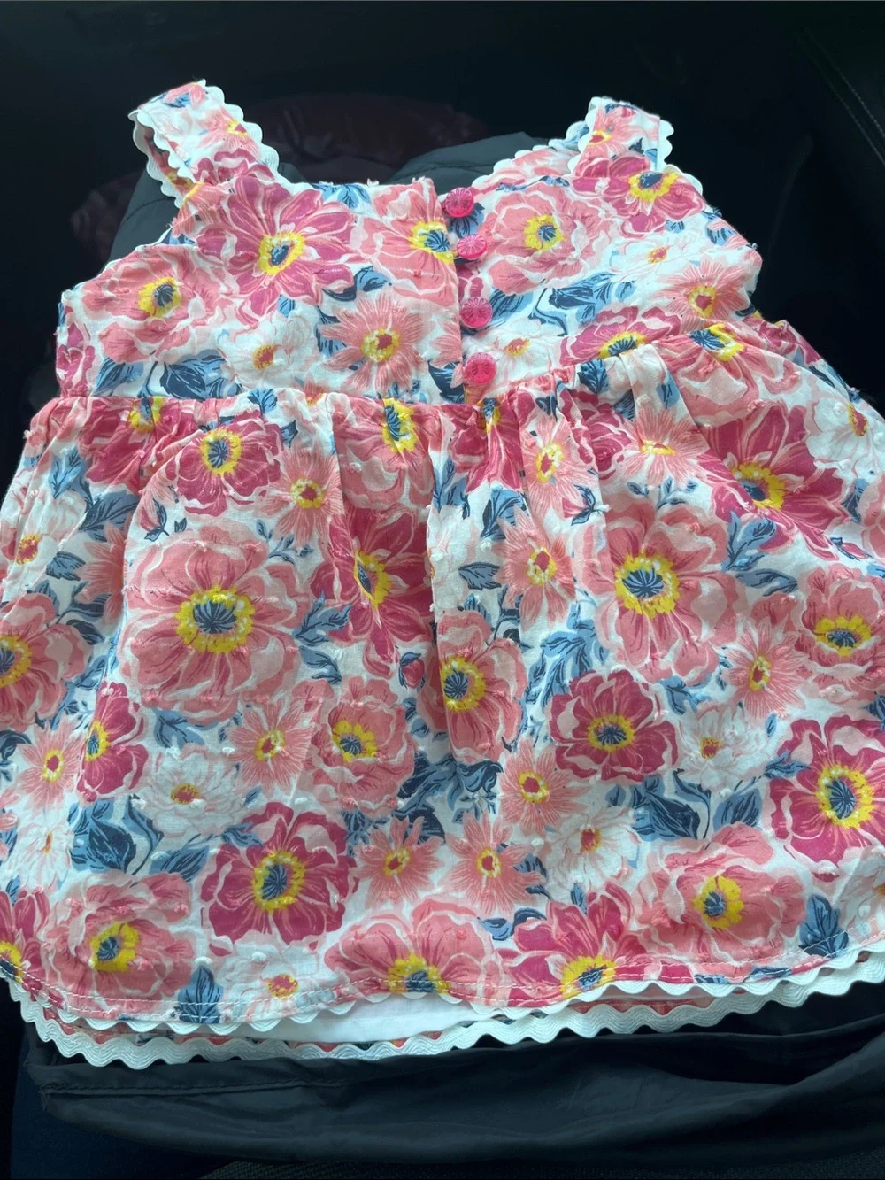 Max Studio Kids Girls 3T Pink Floral Sundress Ric Rac Trim